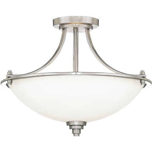 Bristo 3 Light 17.5 inch Satin Nickel Indoor Semi-Flush Ceiling Light